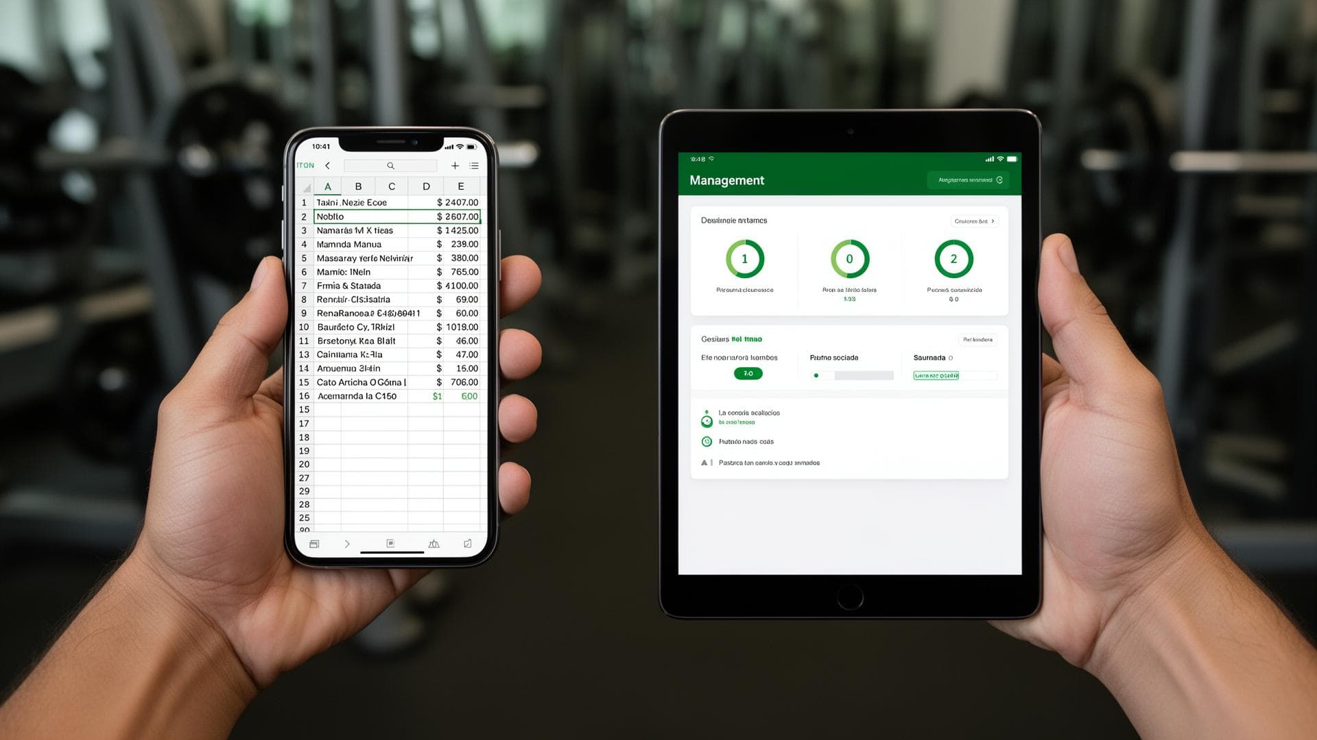 Comparación entre gestión manual de gimnasio con Excel y sistema digital con cobros automáticos